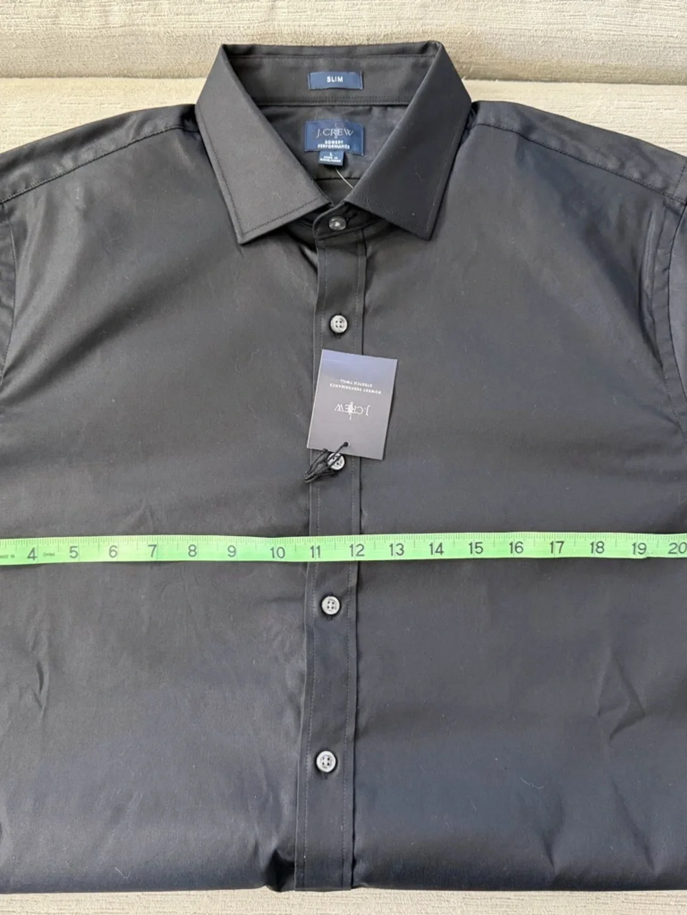 J.Crew Bowery Performance Dress Shirt Slim Large Black Stretch Twill NWOT